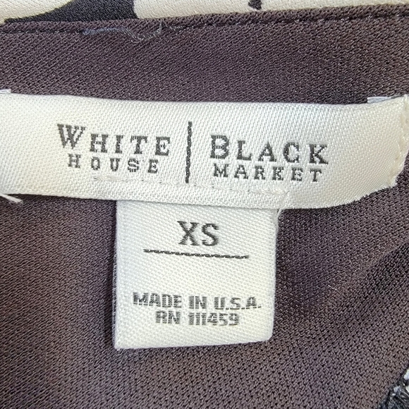 White House Black Market Black White Botanical Print Tulip Hem Dress Size XS - Picture 5 of 10